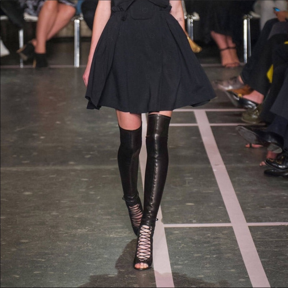 Givenchy Black Leather Over-The-Knee Lace-Up Boots